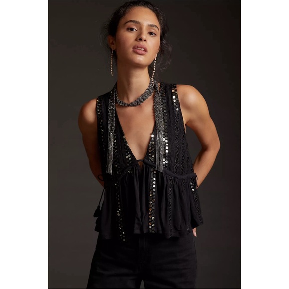 Anthropologie Tops - Anthropologie Sequined V-Neck Tank NWT SZ XL & L
